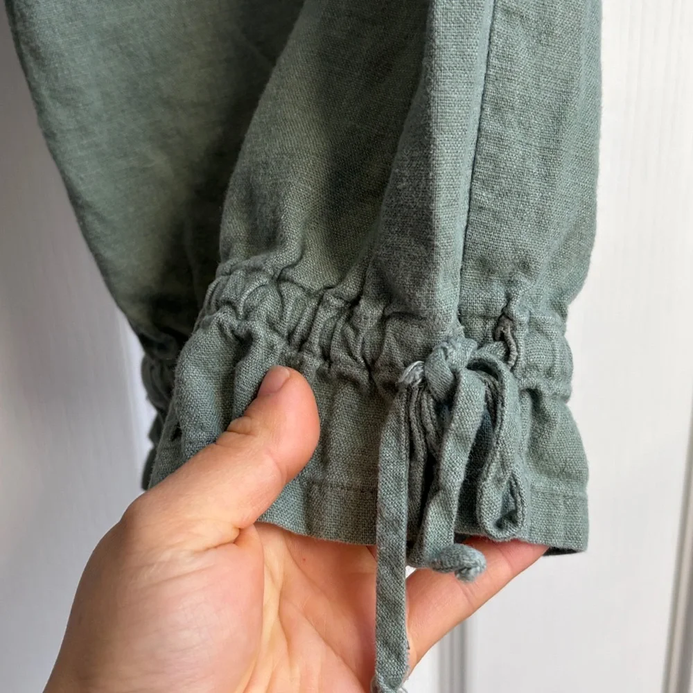 STAMP 10 Women's Linen Blend Army Green Cropped Capri Pants Size 12